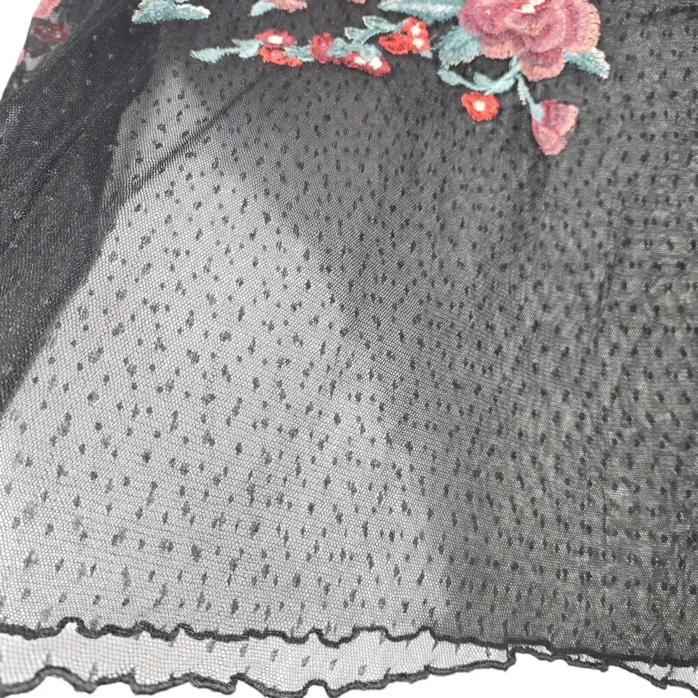 American Eagle Womens Small‎ Top Sheer Floral Embroidered Romantic Goth Cover Up